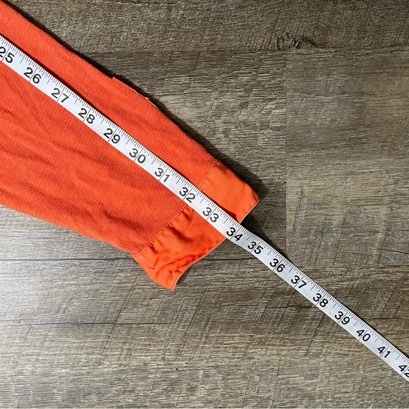 Polo Ralph Lauren Henley Shirt Men's L Orange Long Sleeve Linen Blend - Picture 8 of 8